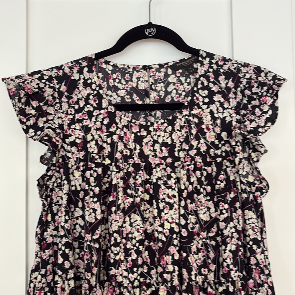 Banana Republic Poplin Cotton Tiered Floral Dress-NWT- Black/Pink- Size SMALL - Picture 4 of 12